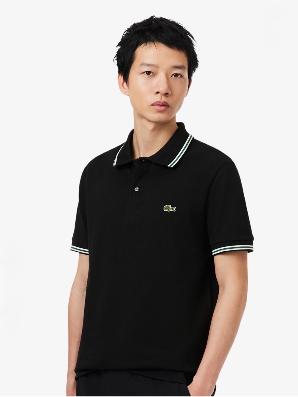 Lacoste Men's Semi Fancy Collar & Sleeve Polo Shirt Navy, Sz L